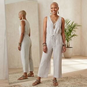 Artisy Capri Beachy Striped Cotton Weekend Resort Spring Ankle Playsuit Romper